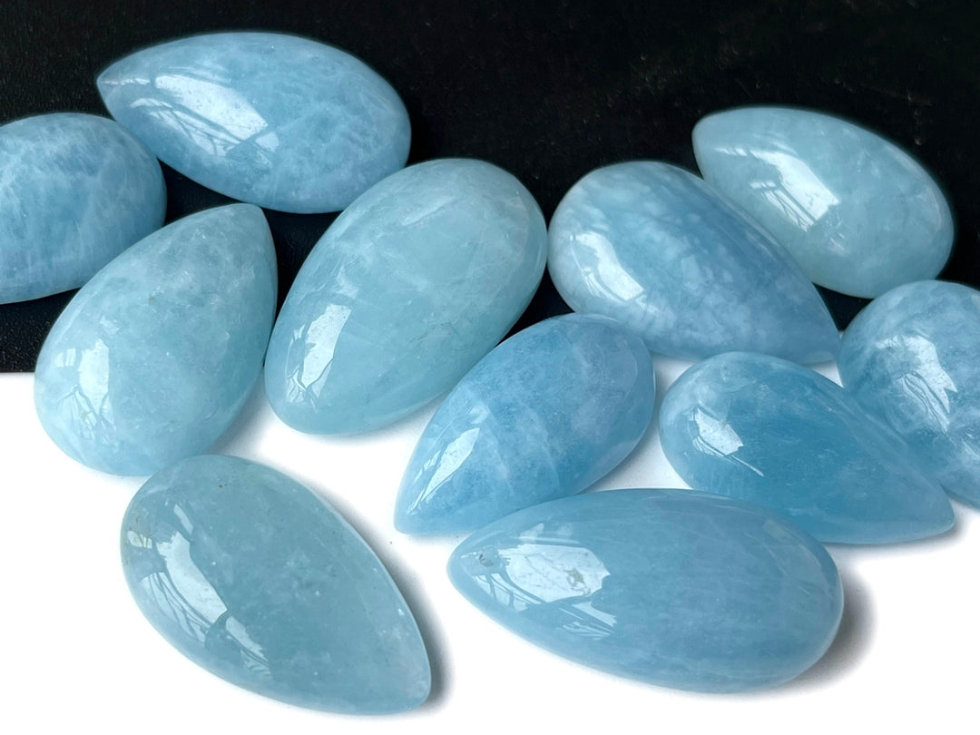 1PC 26~33mm AA Natural Aquamarine teardrop cabochon Undrilled pendant