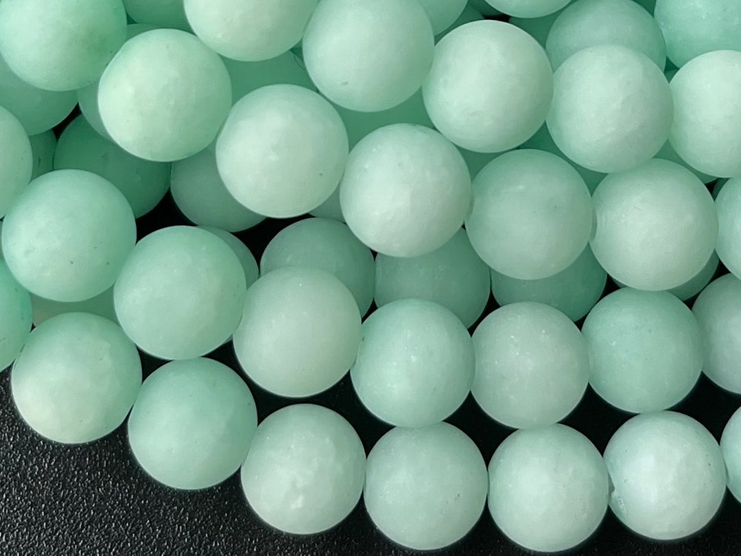 15.25" 8mm/10mm/12mm matte mint green dyed jade Round beads