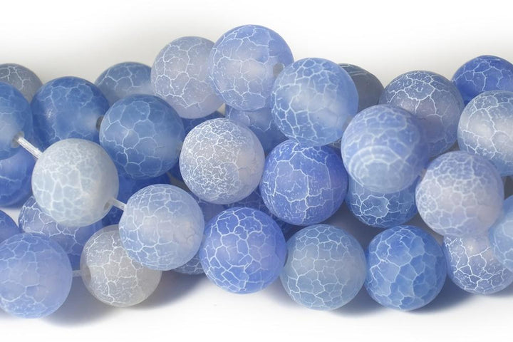 15" 6mm/8mm/10mm/12mm blue dream fire dragon veins frosted Agate Round beads Gemstone