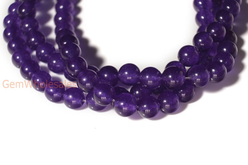 15" 6mm/8mm/10mm/12mm purple Malaysian jade Round beads gemstone