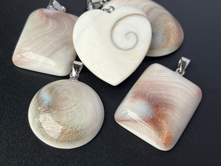 1PC 30~40mm Sun shell fossil rectangle pendant, solar spiral shell
