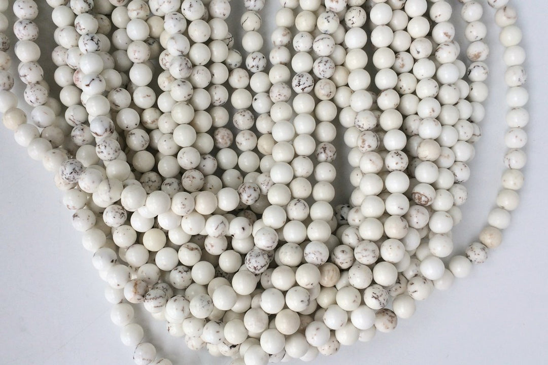 15.5" 10mm/12mm Natural Cream White howlite round beads, Ivory white turquoise beads