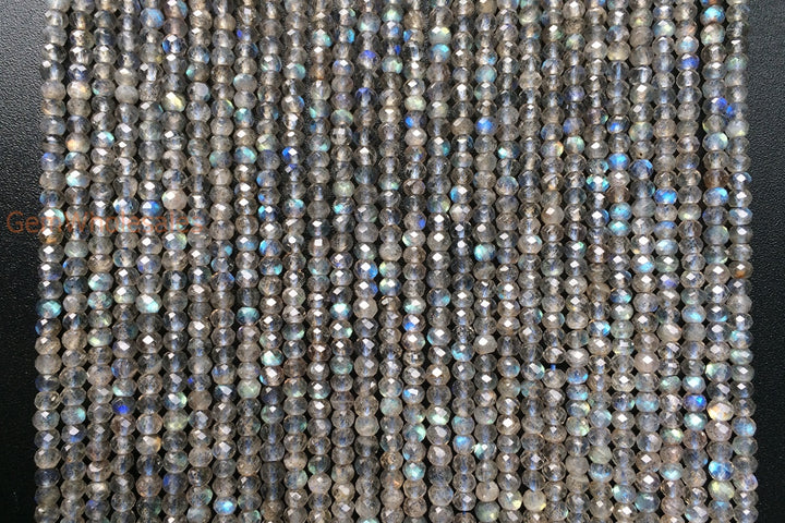 15" 2x3~4mm Labradorite roundel faceted beads,rondelle faceted gemstone beads AA