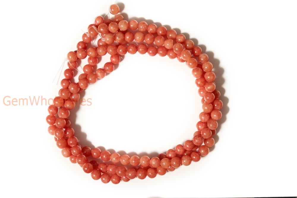 15.5" 10mm/12mm orange dyed jade Round beads gemstone