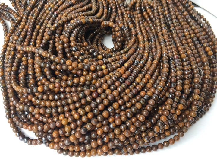 15.5" 4mm Natural yellow iron tiger eye stone round beads