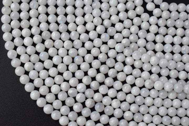 15.5" 8mm Genuine natural blue white Moonstone round beads A