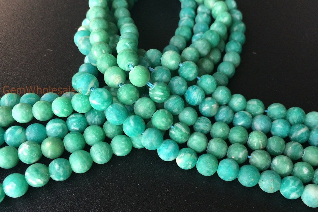 15.5" Natural Matte/frosted Russian amazonite 4mm/6mm round beads