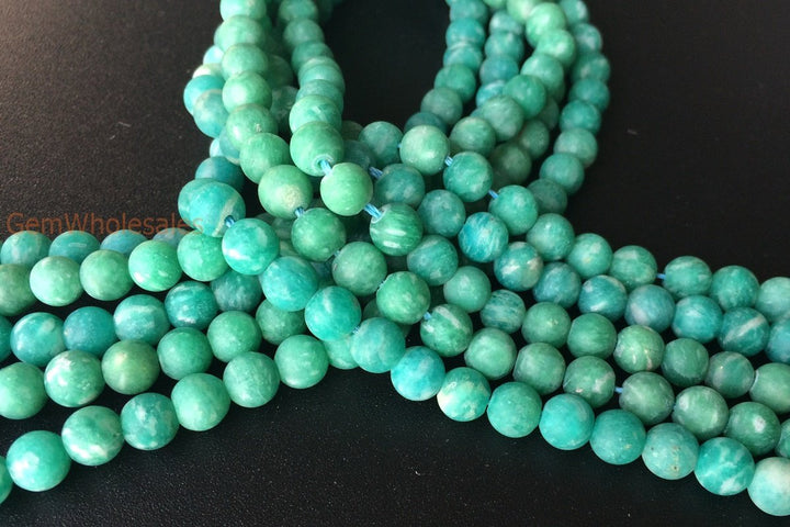 15.5" Natural Matte/frosted Russian amazonite 4mm/6mm round beads
