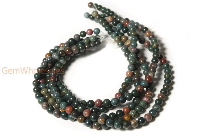 15.5" 8mm/10mm Natural Indian bloodstone round beads,green red semi-preciouse stone
