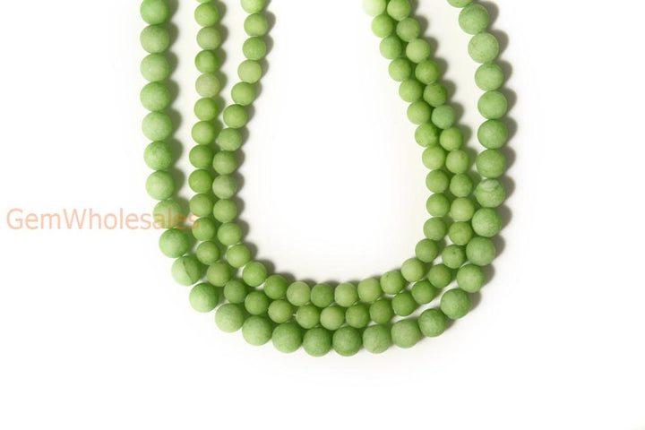 15.25" 8mm/10mm matte grass green dyed jade Round beads gemstone