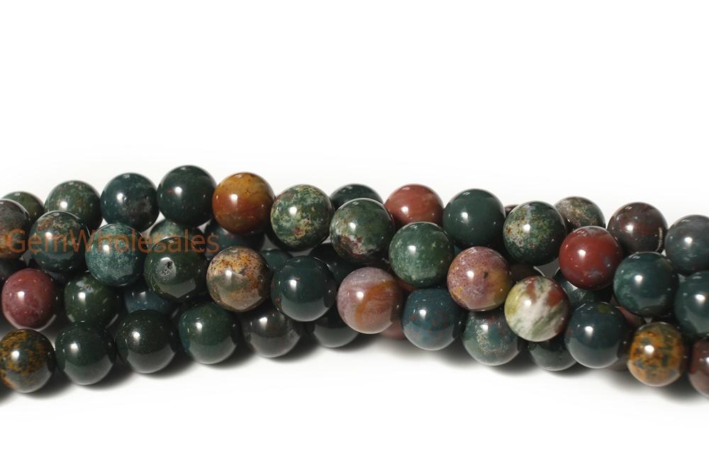 15.5" 4mm/6mm Natural Indian bloodstone round beads,green red semi-preciouse stone