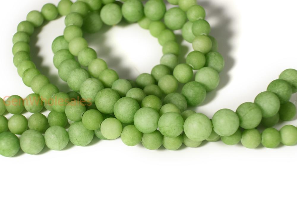 15.25" 8mm/10mm matte grass green dyed jade Round beads gemstone