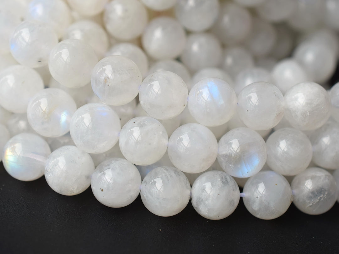 10mm AA Natural Blue shinning white Moonstone round beads