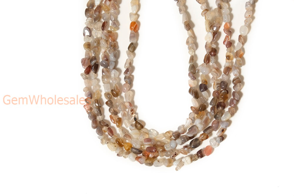 15.5" natural 3~5mm brown botswana Agate Pebble beads Gemstone