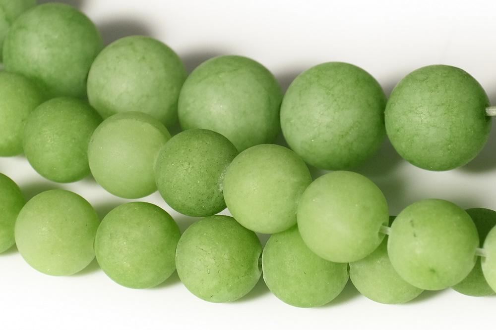 15.25" 8mm/10mm matte grass green dyed jade Round beads gemstone