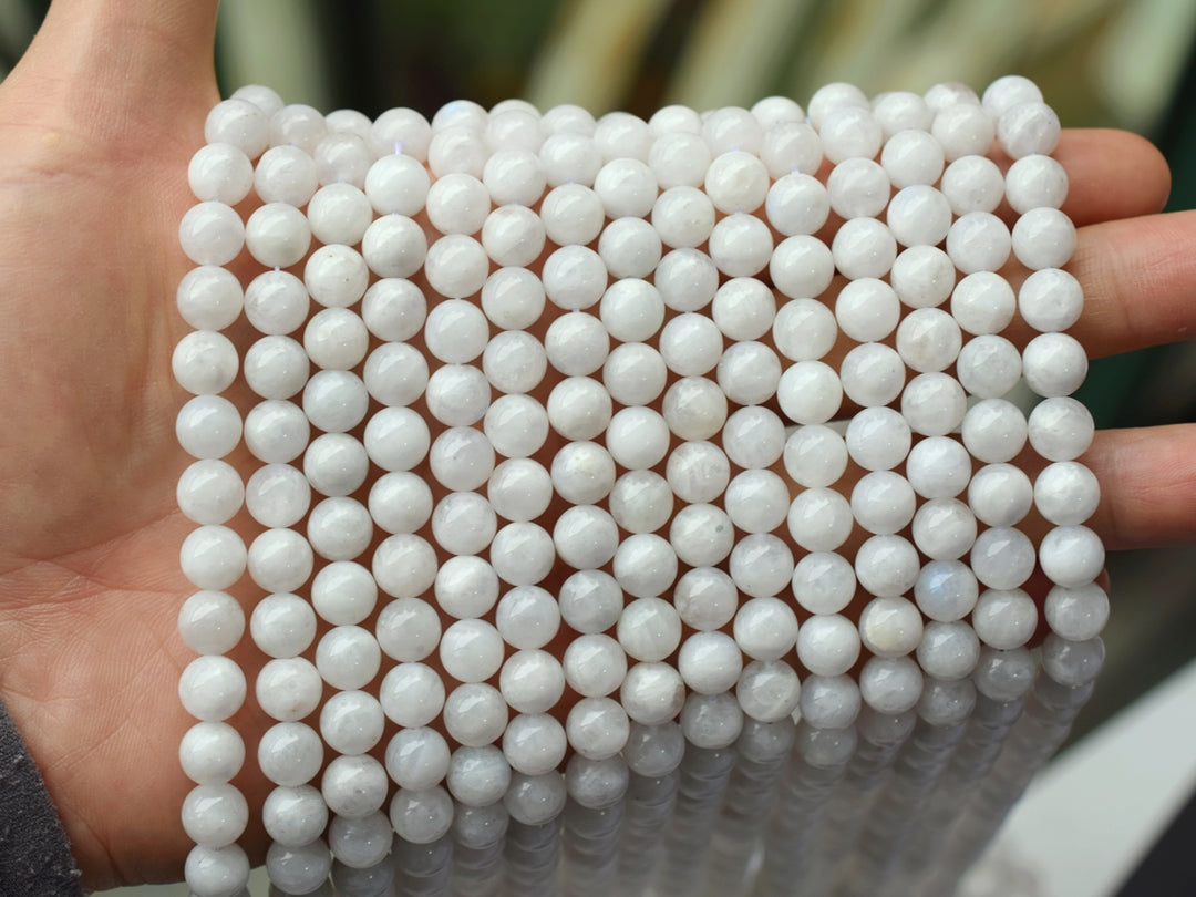 15.5" 8mm Genuine natural blue white Moonstone round beads A