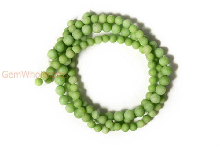 15.25" 8mm/10mm matte grass green dyed jade Round beads gemstone