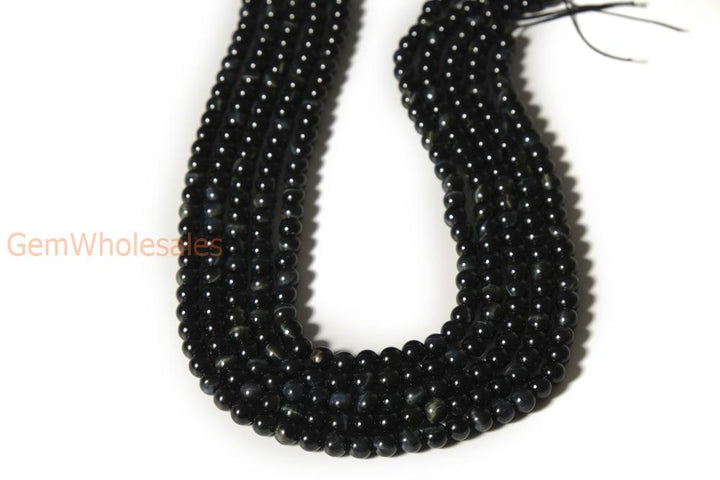 15.5" 6mm AB genuine natural Blue tiger eye round semi precious stone beads