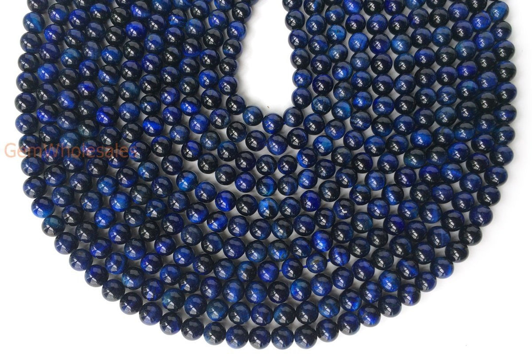 15.5" 8mm/10mm/12mm Dyed Dark Blue tiger eye round stone beads