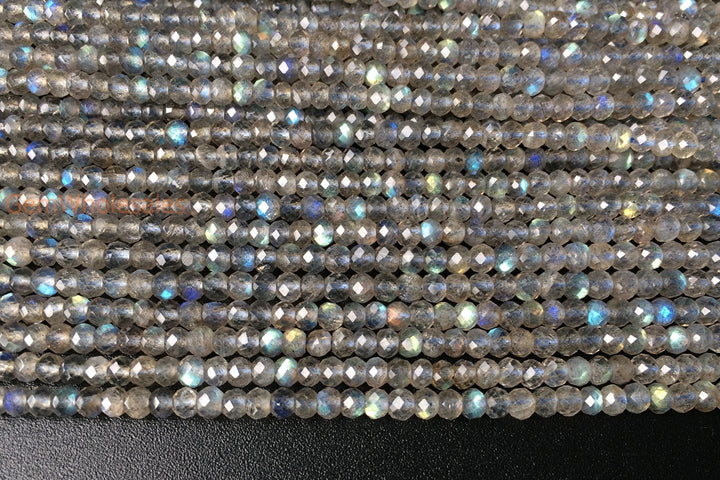 15" 2x3~4mm Labradorite roundel faceted beads,rondelle faceted gemstone beads AA