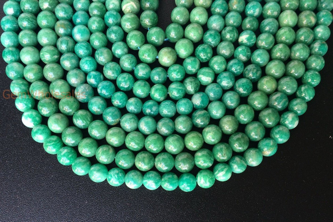 15.5" Natural Russian amazonite 4mm/6mm round beads, AA Green gemstone