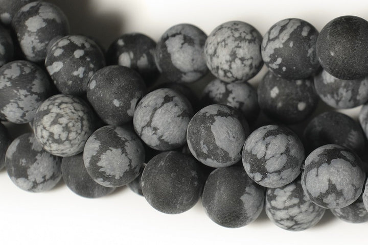 15.5" 6mm/8mm/10mm/12mm Matte/frosted Natural Snowflake Obsidian round beads