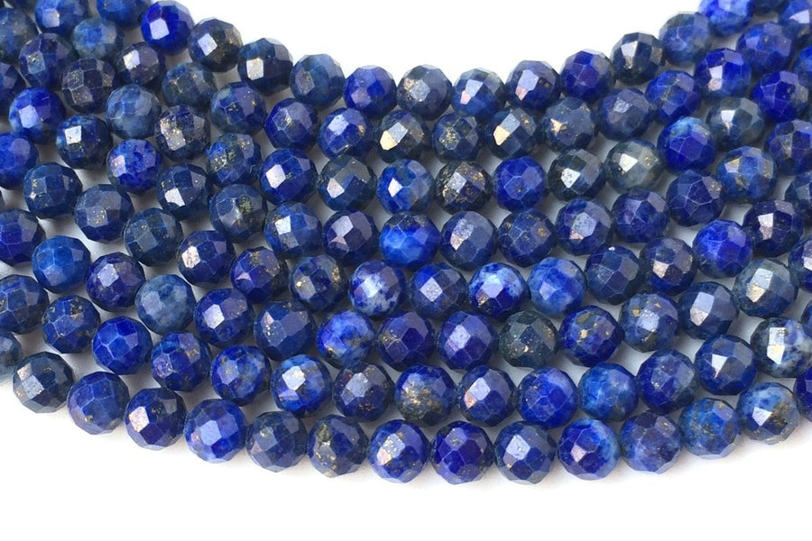 15.5“ A natural Lapis lazuli stone 4mm round faceted beads Q2