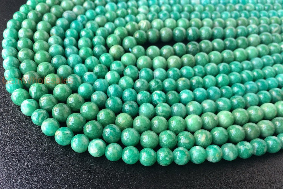 15.5" Natural Russian amazonite 4mm/6mm round beads, AA Green gemstone