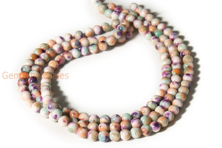 15.5" 8mm Dyed Orange Green purple jade round jewelry beads X019
