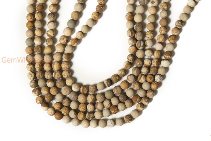 15.5" Matte/frosted picture stone 8mm round beads,frosted picture jasper