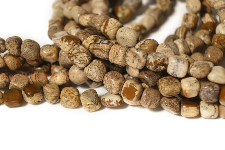 15.5" 5~7mm Natural Picture jasper pebbles beads,yellow potato beads, small nugget beads