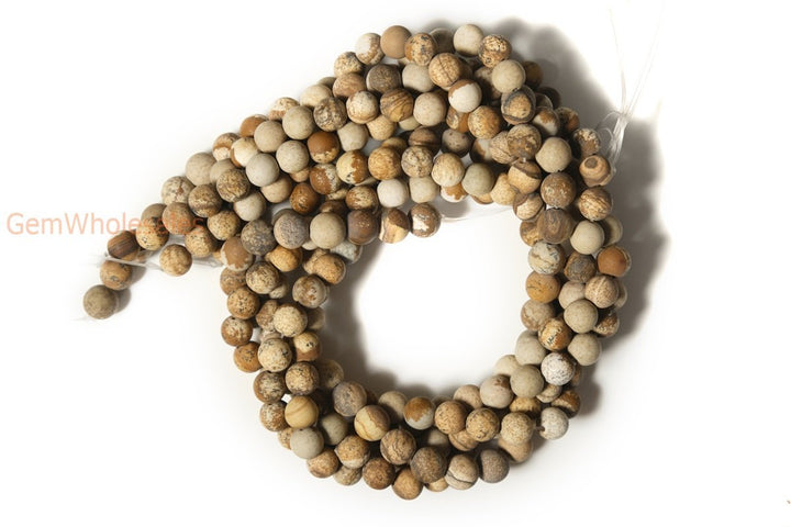 15.5" Matte/frosted picture stone 8mm round beads,frosted picture jasper