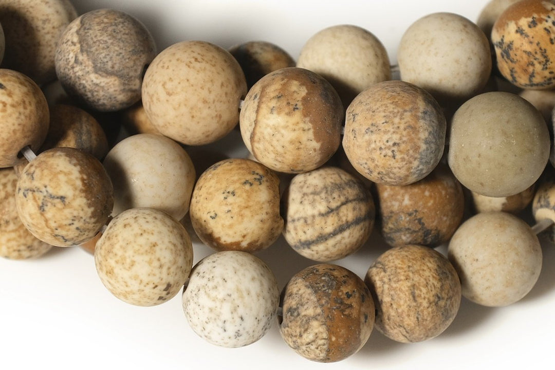 15.5" Matte/frosted picture stone 8mm round beads,frosted picture jasper