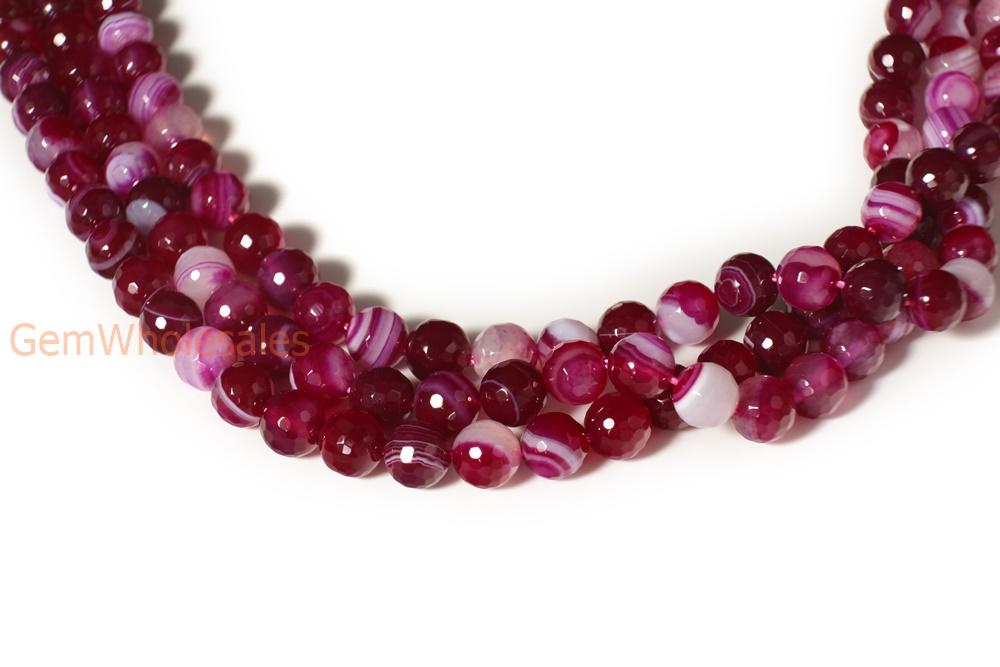 15" 6mm/8mm/10mm/12mm purple Agate Round faceted beads