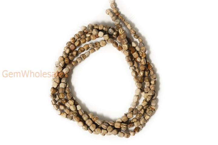 15.5" 5~7mm Natural Picture jasper pebbles beads,yellow potato beads, small nugget beads