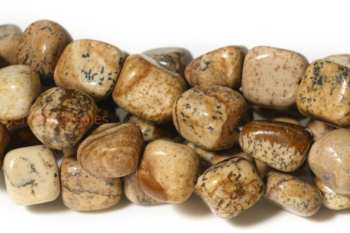 15.5" 5~7mm Natural Picture jasper pebbles beads,yellow potato beads, small nugget beads