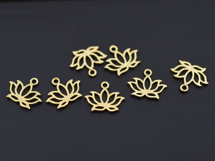 5PCS 8x12mm gold plated brass lotus charms, jewelry findings