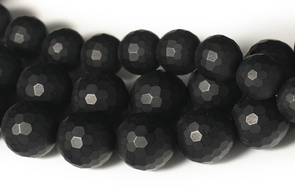 15.5" 6mm/8mm/10mm Matte/frosted black onyx/agate round 128 faceted beads,gemstone