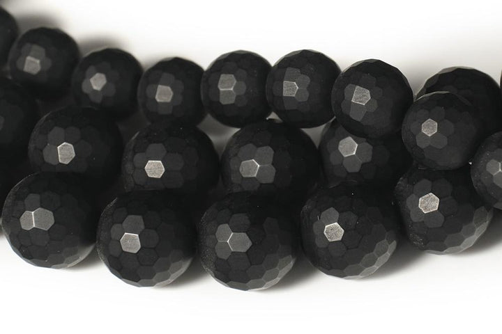 15.5" 6mm/8mm/10mm Matte/frosted black onyx/agate round 128 faceted beads,gemstone
