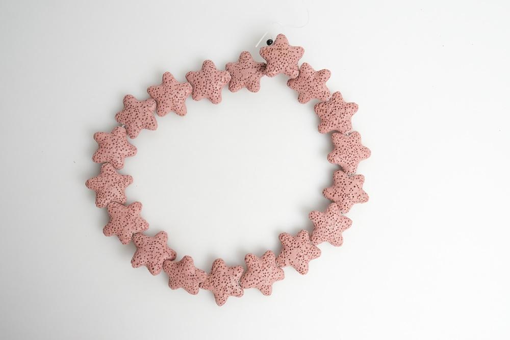 25mm light pink red Lava starfish Gemstone pendant