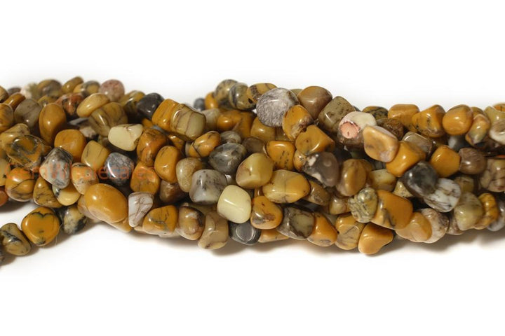15.5" natural 3~5mm yellow moss agate Pebble beads Gemstone