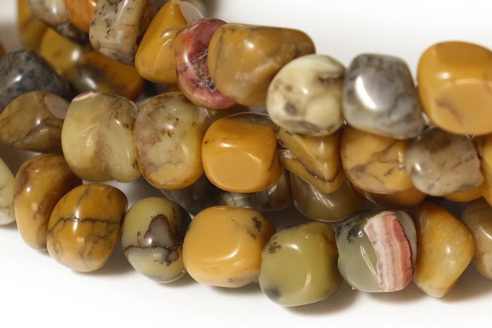 15.5" natural 3~5mm yellow moss agate Pebble beads Gemstone