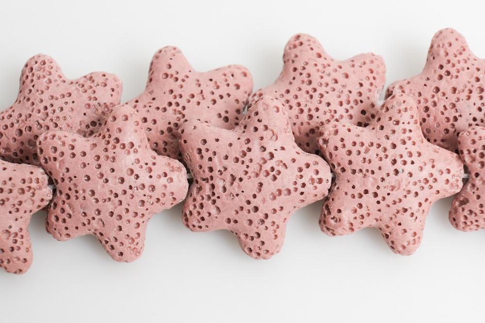 25mm light pink red Lava starfish Gemstone pendant