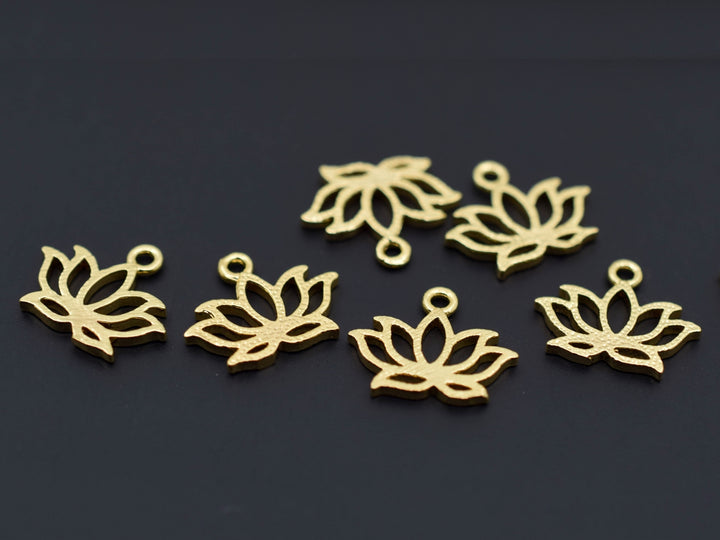 5PCS 8x12mm gold plated brass lotus charms, jewelry findings