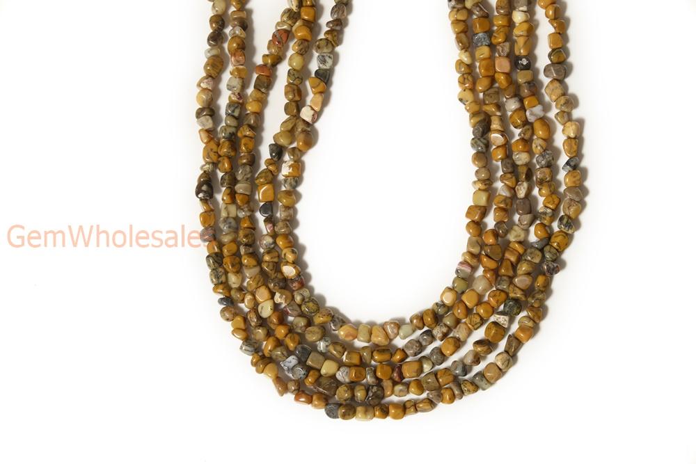 15.5" natural 3~5mm yellow moss agate Pebble beads Gemstone