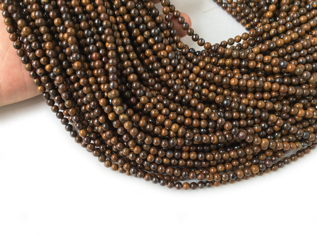 15.5" 4mm Natural yellow iron tiger eye stone round beads