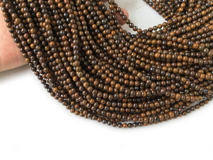 15.5" 4mm Natural yellow iron tiger eye stone round beads