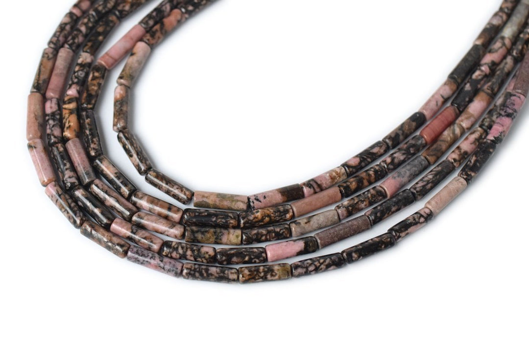 15.5"Rhodonite round tubes 4x13mm, red gemstone tube,natural rhodonite Cylinder