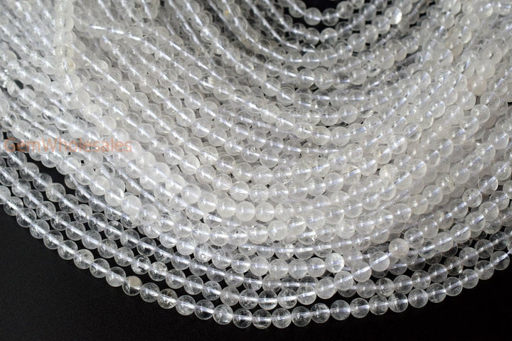 15" 8mm/10mm Natural rock crystal quartz round beads, milky with inclusion