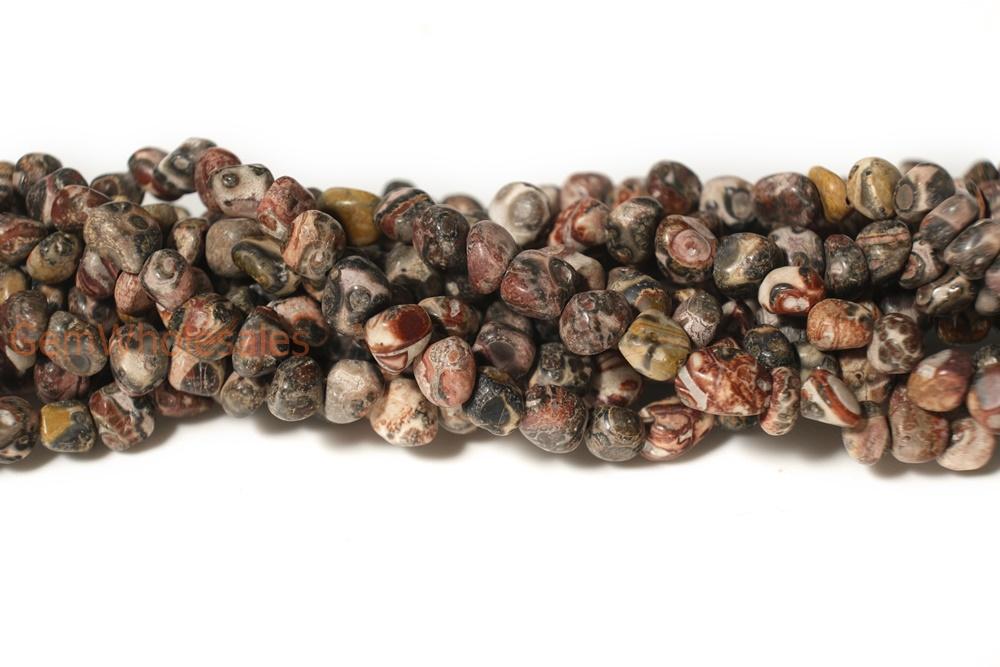 15.5" 3~5mm Natural Leopard skin stone pebbles beads,potato beads, small nugget beads